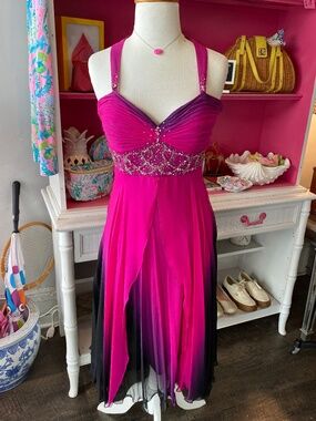 Diane Freis pink beaded silk dress size 6
